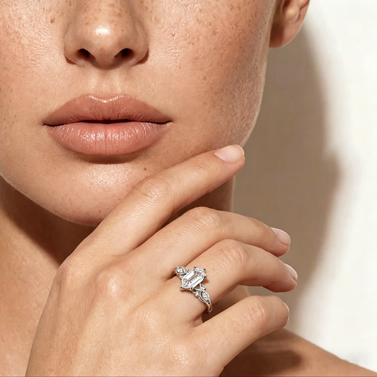 Ever P. | Marquise Zirconia Stackable Rings - Chevron Wedding Band
