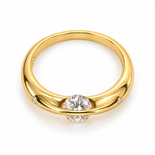 18K Gold Celestial Orbit Zircon Ring