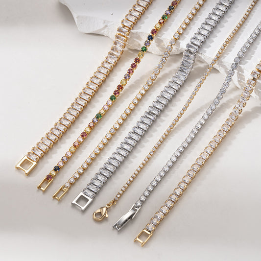 European and American fashion personality exaggerated thick chain stacked zircon bracelet inlaid with diamonds cold wind simple versatile commuter model