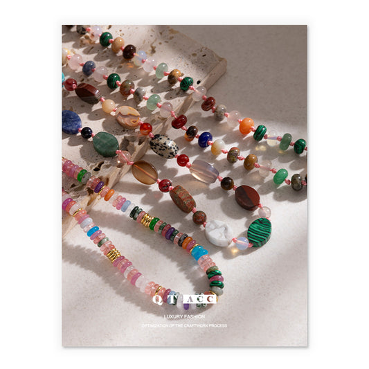 Light luxury and versatile fashion temperament exquisite retro handmade beaded natural stone bracelet high-end women's summer hot-selling models