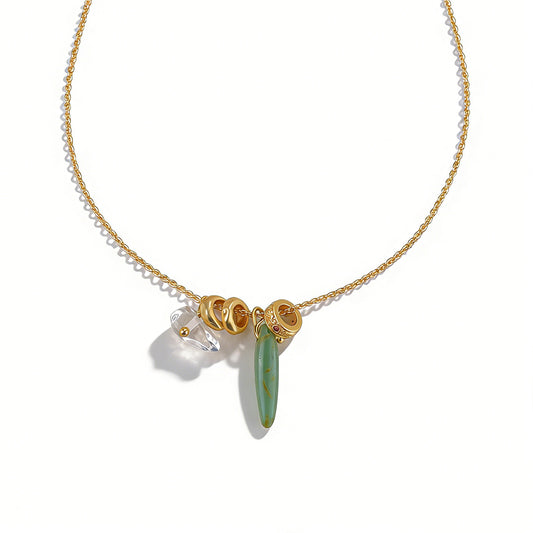 Close-up of green crystal beaded necklaces for women, showcasing natural inclusions.