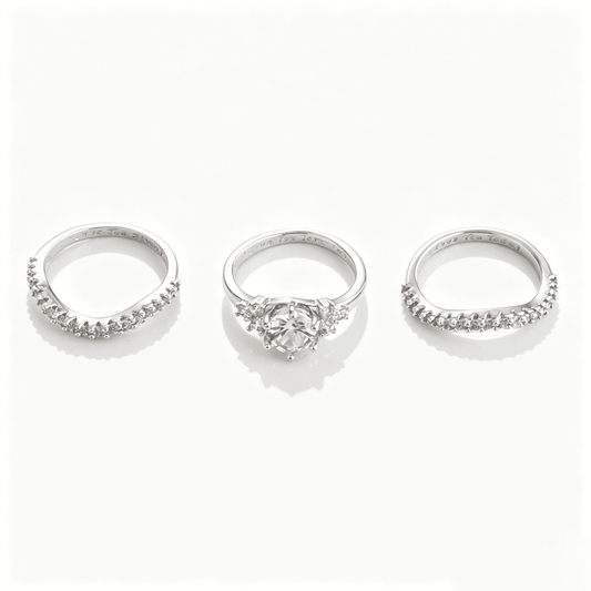 High-polish dainty gold rings styled as stackable wedding bands with brilliant zircon accents.