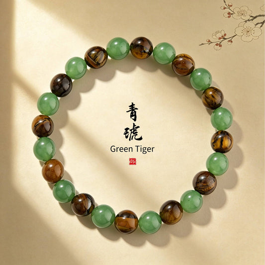 Lifestyle shot of the Ever P. earthy strawberry quartz bracelet on a wrist, showcasing its elegant comfort fit and unique colors.