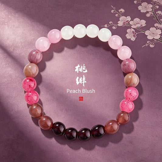 Lifestyle view of the Ever P. purple strawberry quartz beaded bracelet, showcasing its elegant fit as an everyday healing crystal piece.