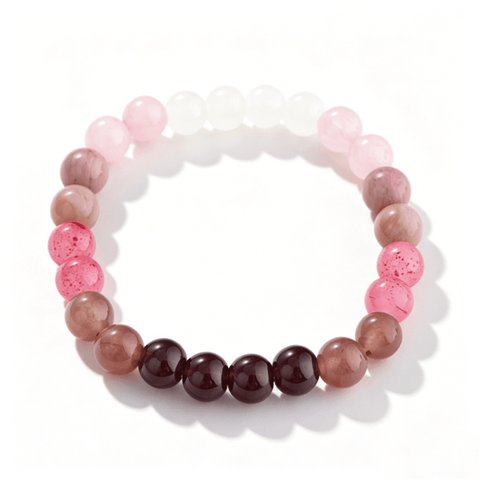 Ever P. vintage style purple healing crystal bracelet with strawberry quartz, perfect for a romantic and minimalist jewelry look.