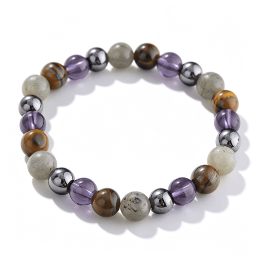 Ever P. vintage style violet healing crystal bracelet with strawberry quartz, perfect for a romantic and minimalist aesthetic.