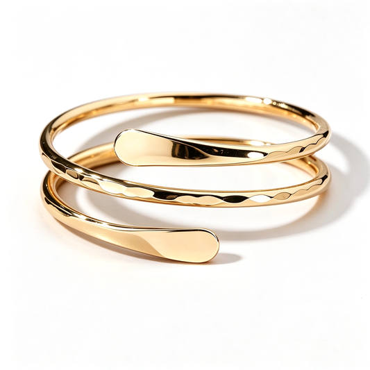 Irregular open cuff ring arranged horizontally to show its sculptural curves and open-ended design