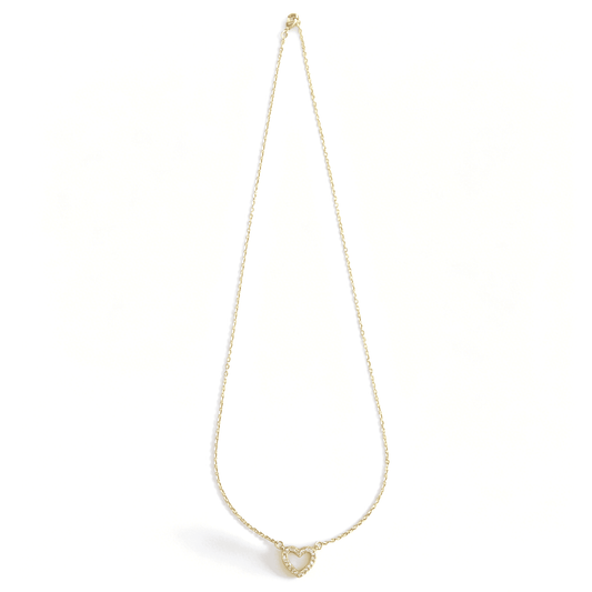 Full-length gold-tone heart pendant necklace with delicate O-link chain