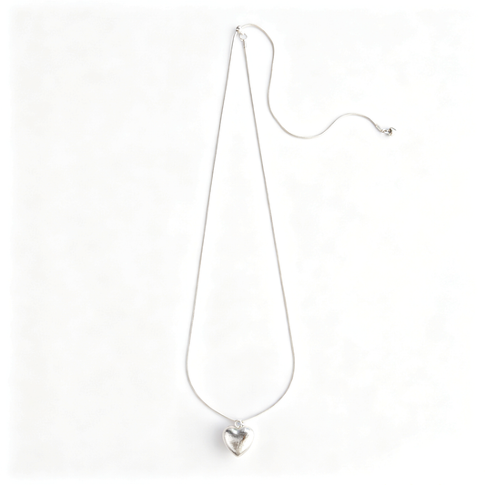 Mini heart charm accent at the end of adjustable slider necklace chain