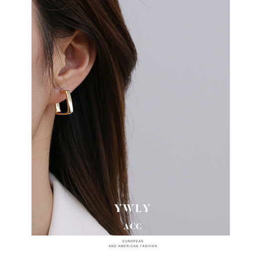 European and American three-dimensional square stud earrings, simple rectangular ins cold wind creative design fashion earrings earrings earrings women