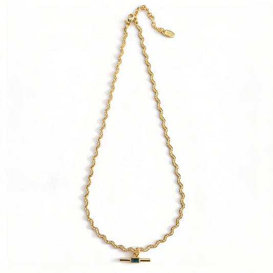Ever P. Emerald Pendant Necklace | 18K Gold Plated, Green Crystal