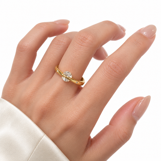 18K Gold Celestial Orbit Zircon Ring