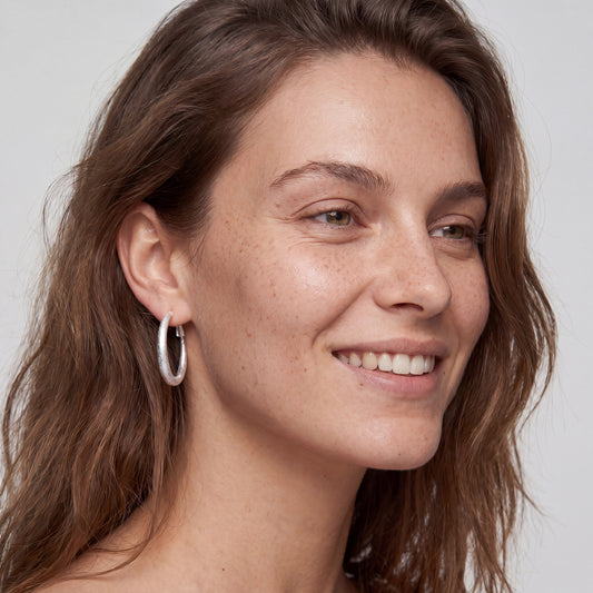 Ever P. | Large Silver Tube Hoop Earrings | Chunky Hoops