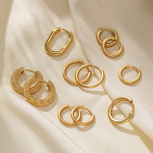 Cross-border retro premium brass gold-plated earrings exquisite non-fading simple niche simple versatile fashion ear buckle