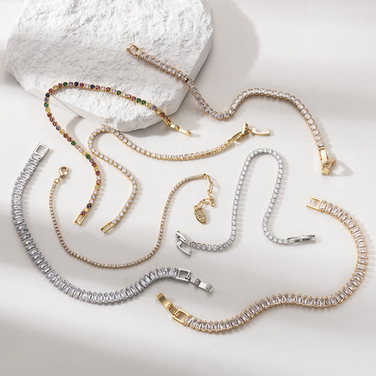 European and American fashion personality exaggerated thick chain stacked zircon bracelet inlaid with diamonds cold wind simple versatile commuter model