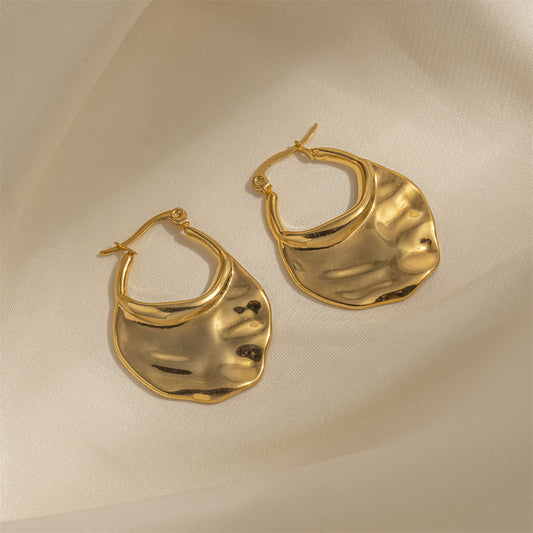 Tina European and American stainless steel stud earrings light luxury high-end niche design bright titanium steel earrings cross-border explosive jewelry