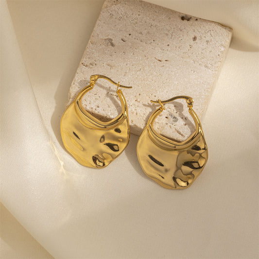 Tina European and American stainless steel stud earrings light luxury high-end niche design bright titanium steel earrings cross-border explosive jewelry