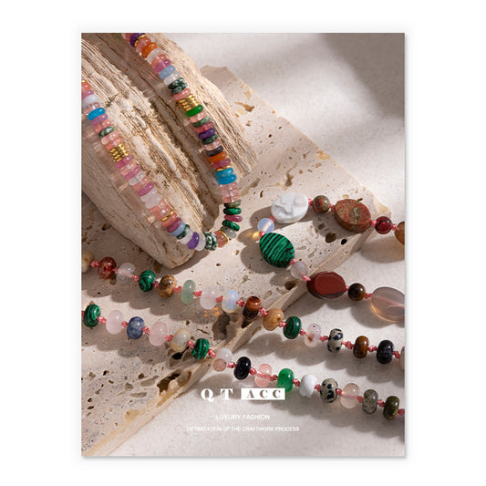 Light luxury and versatile fashion temperament exquisite retro handmade beaded natural stone bracelet high-end women's summer hot-selling models