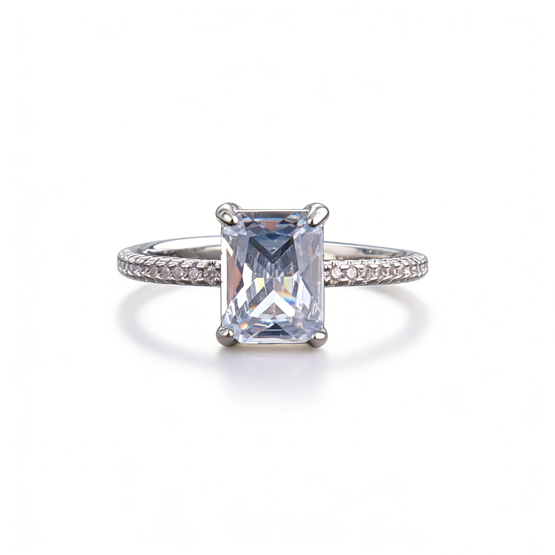 Top view of Square-Cut-Diamond-Ring-Zirconia-Engagement-Ring