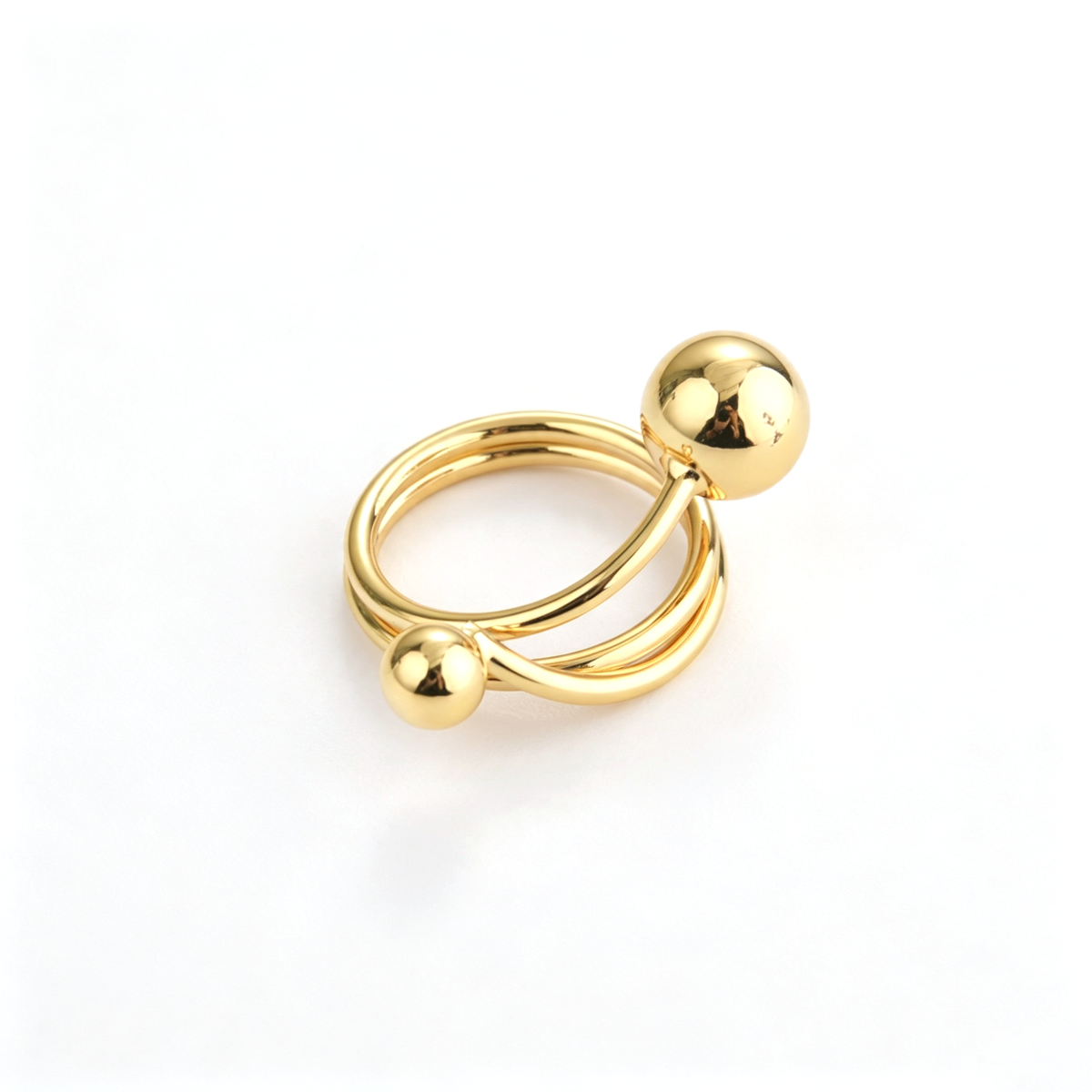 Open cuff ring viewed from the back, showing the curved band structure and open ends
