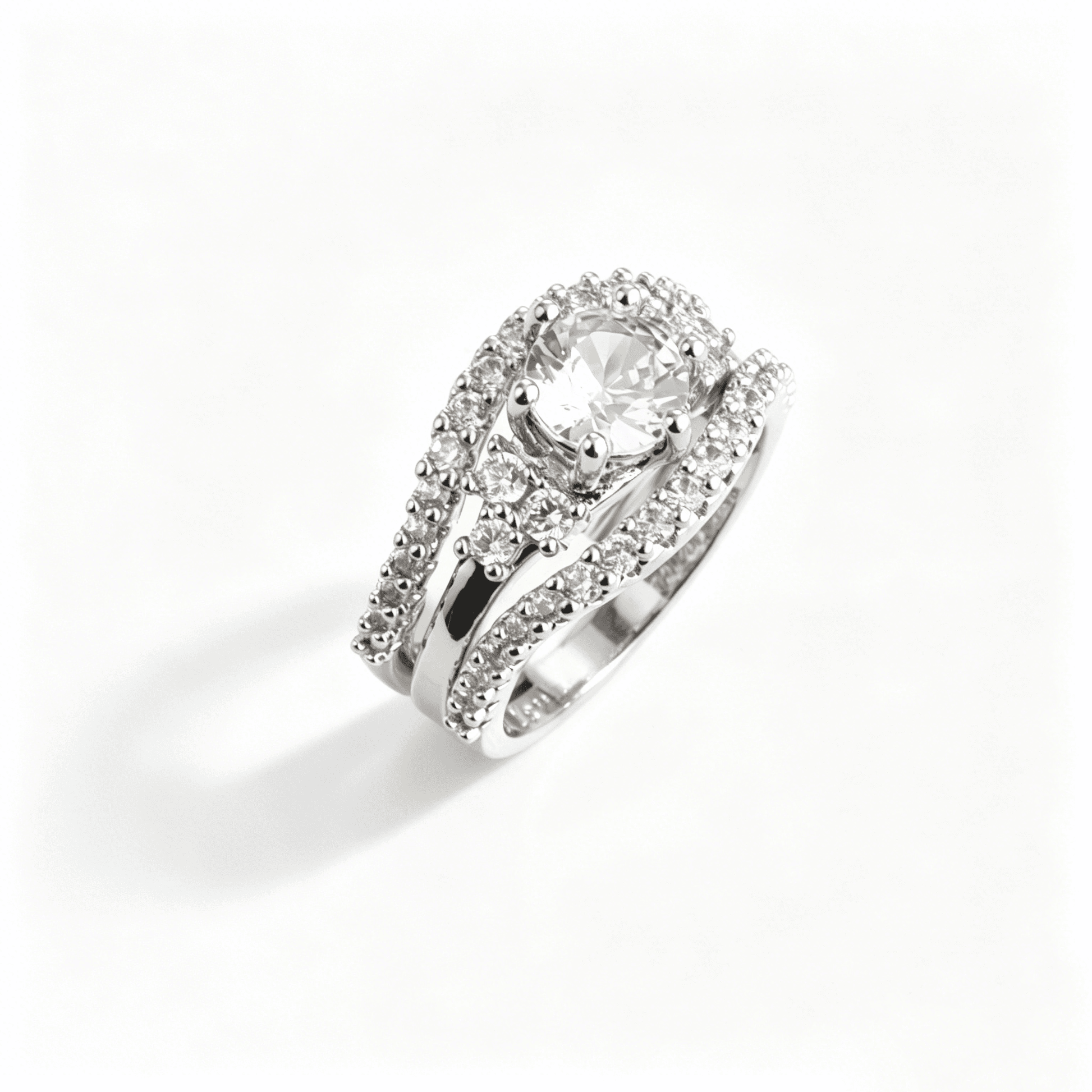 Top view of the Ever P. dainty gold rings set, perfect for use as a minimalist promise ring set.