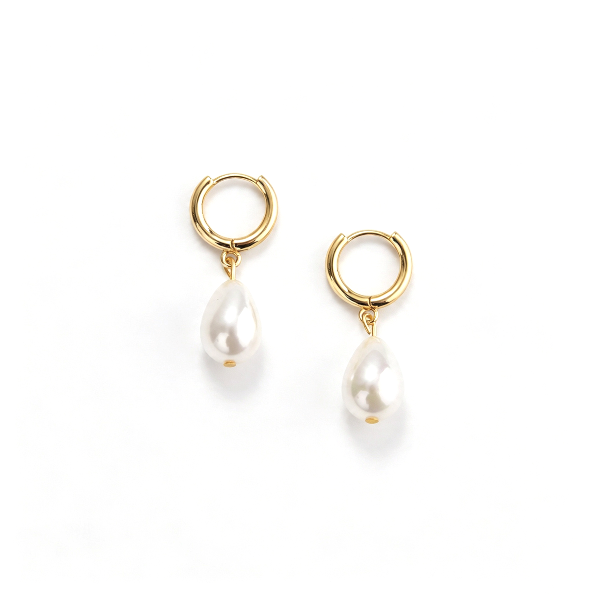 Drop hoop earrings with teardrop accents in a classic paired view