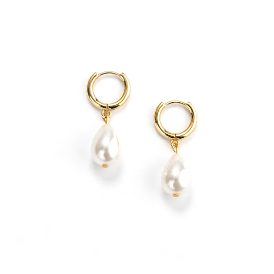 Drop hoop earrings shown in a clean front-facing product view