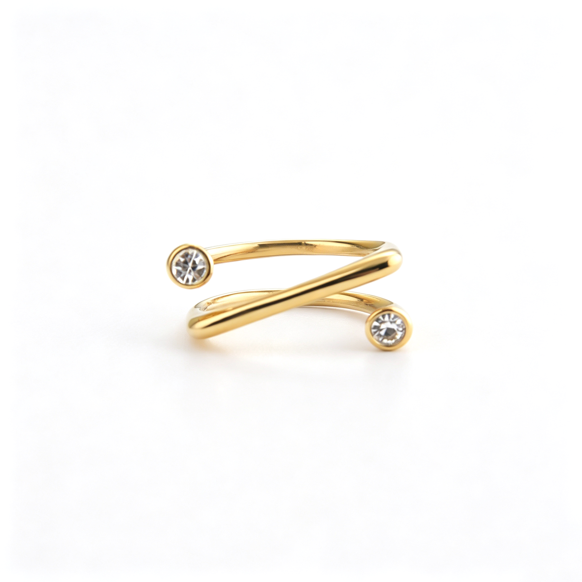 Cuff ring viewed from above, highlighting the open double-band structure and rounded ends