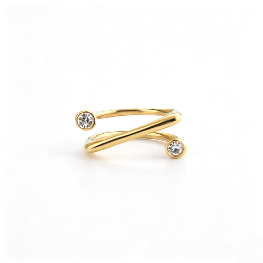 Cuff ring viewed from above, highlighting the open double-band structure and rounded ends