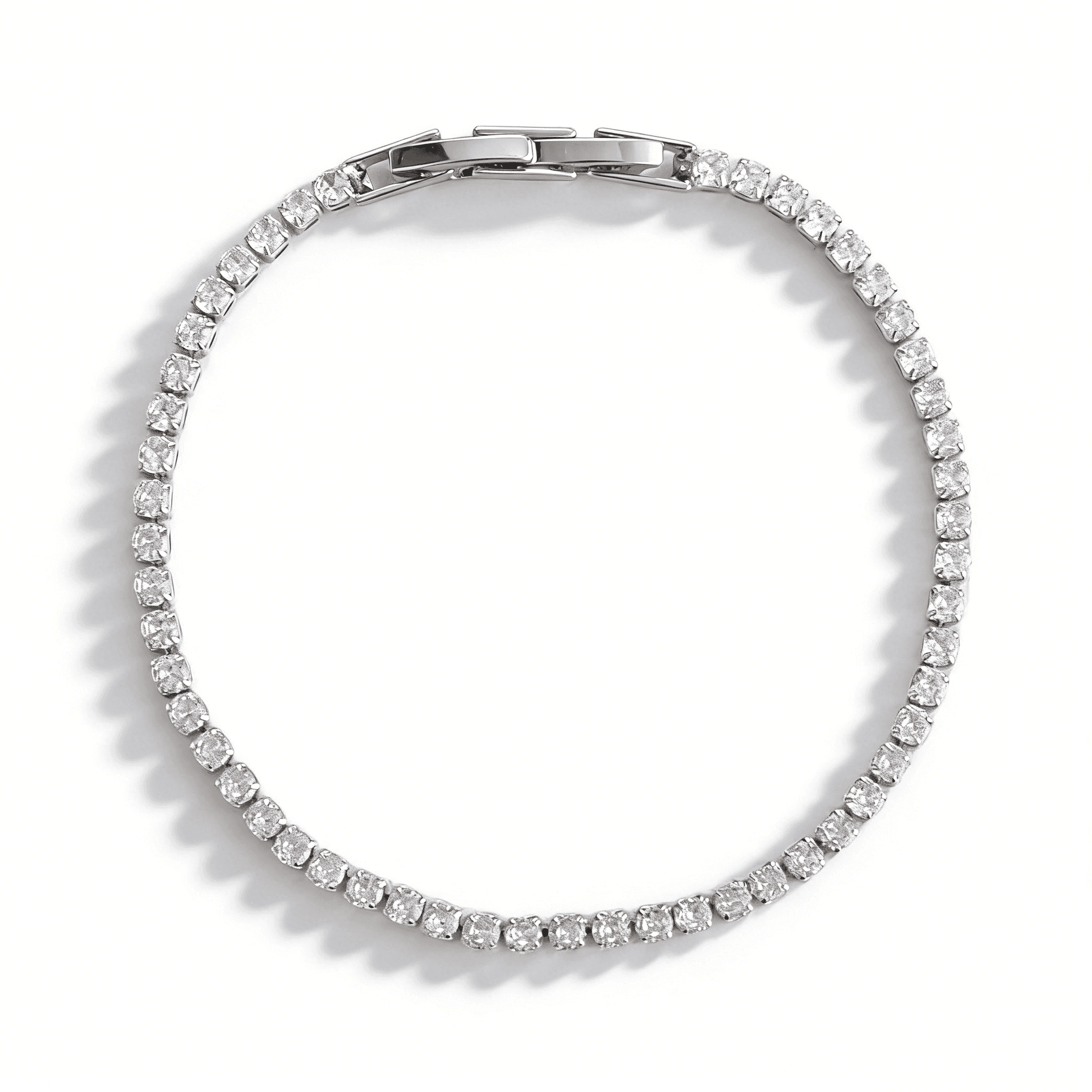 Ever P. 19cm silver tennis bracelet for women, a classic cubic zirconia link bracelet for stacking.