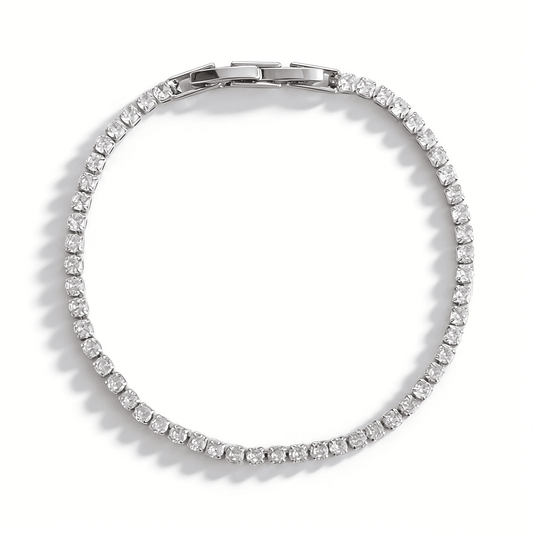 Ever P. 19cm silver tennis bracelet for women, a classic cubic zirconia link bracelet for stacking.
