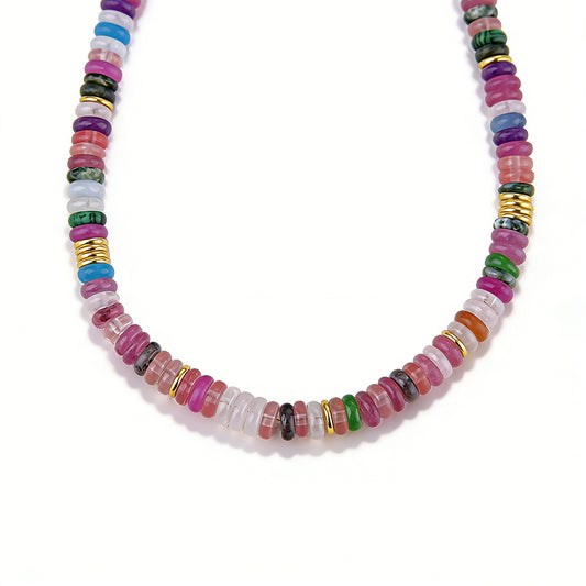 Ever P. Boho natural stone long beaded necklace with a mix of vibrant genuine gemstones.