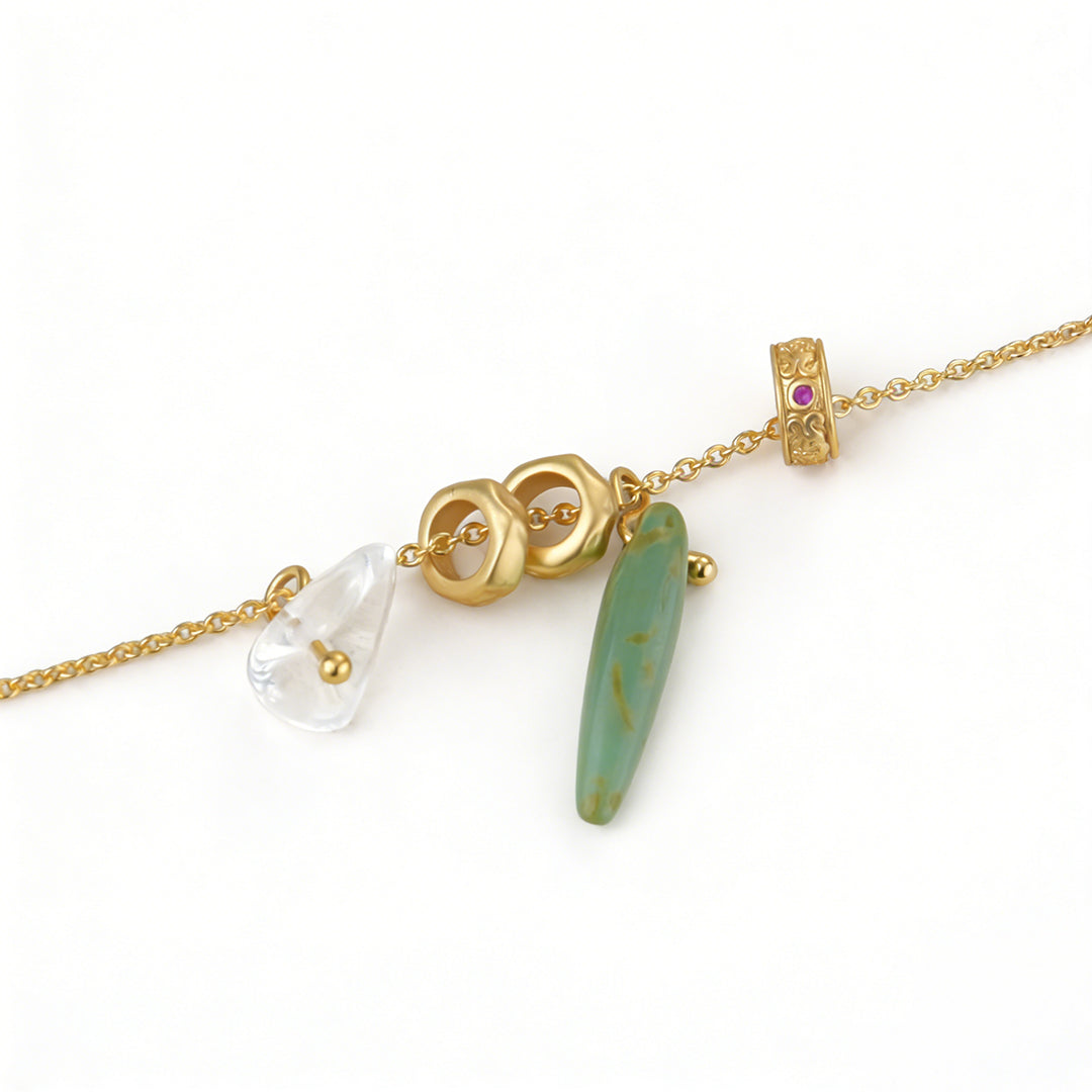 Ever P. green phantom quartz beaded necklace, a unique healing crystal jewelry piece.