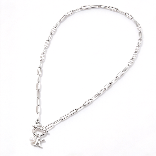 Silver-tone version of the link chain necklace, shown separately against a white background.