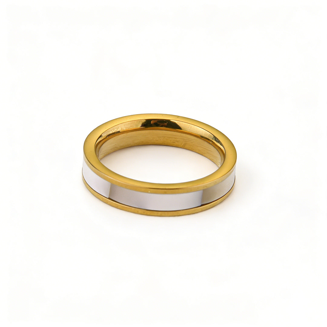 Ever P. natural shell ring available in 3 sizes, tarnish-resistant gold jewelry for a polished look.
