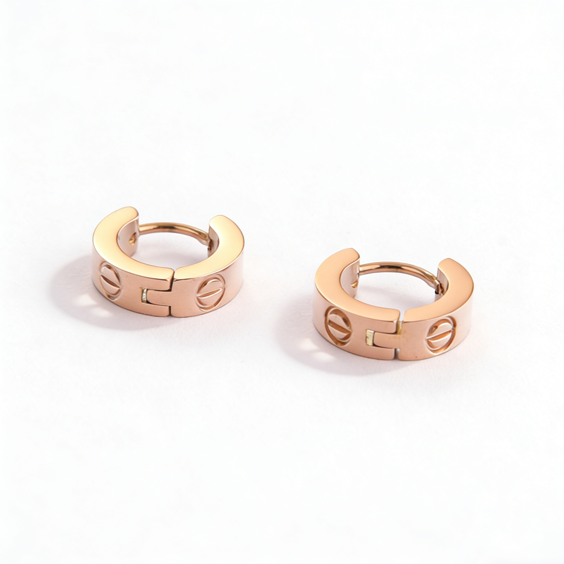 Ever P. classic rose gold hoop earrings for women, featuring a waterproof and tarnish-resistant finish for daily wear.