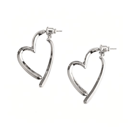 Flat layout view of Ever P. 18K gold plated single twisted heart stud for custom styling.