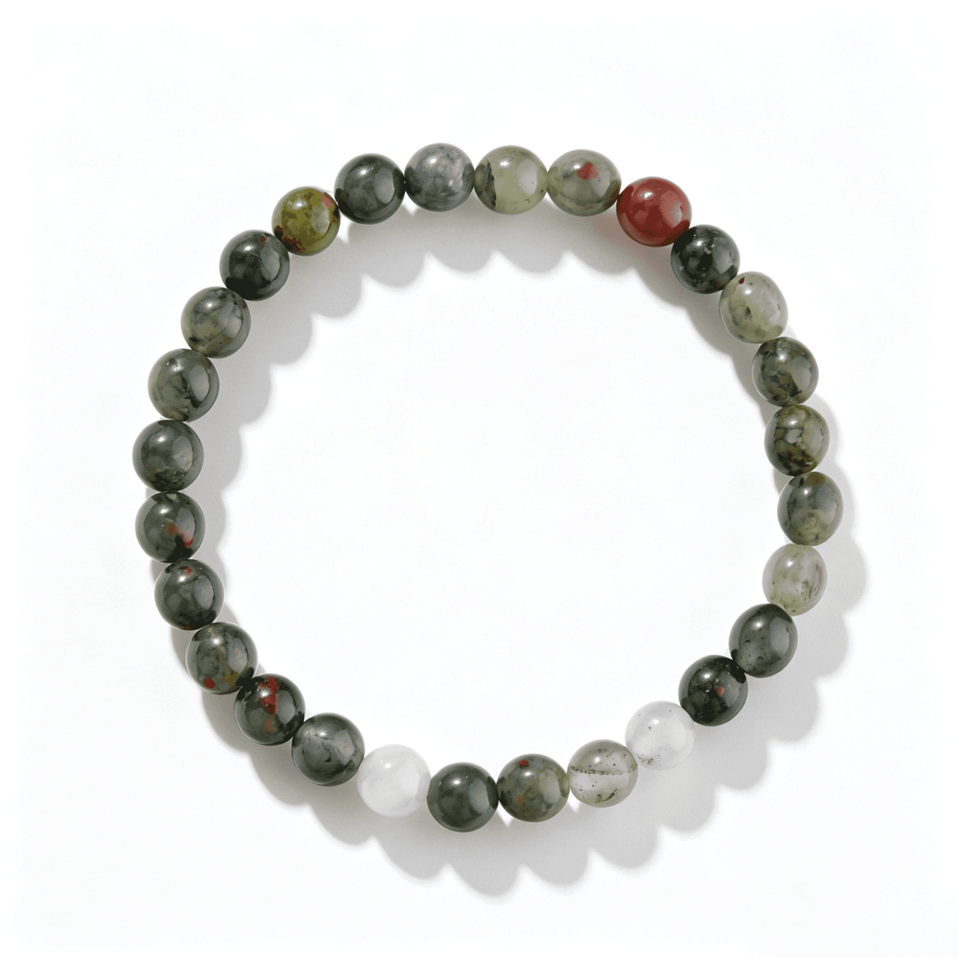 Full view of the 4.5mm Indian agate bead bracelet from the Ever P. Moss Red collection.