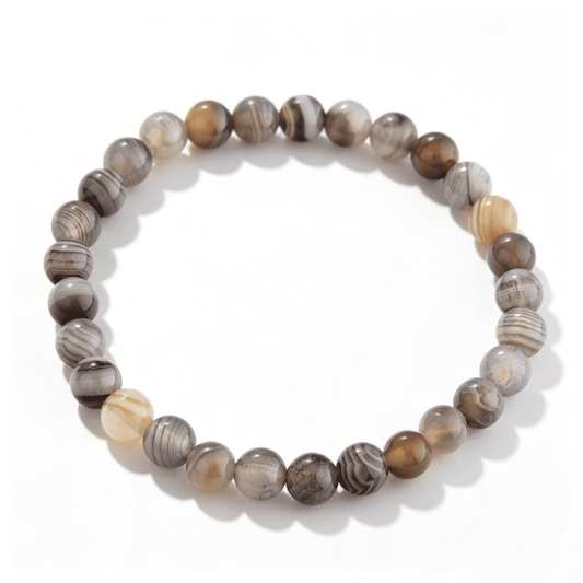 Full view of the 4.5mm Persian agate bead bracelet from the Ever P. Smoky Vein collection.
