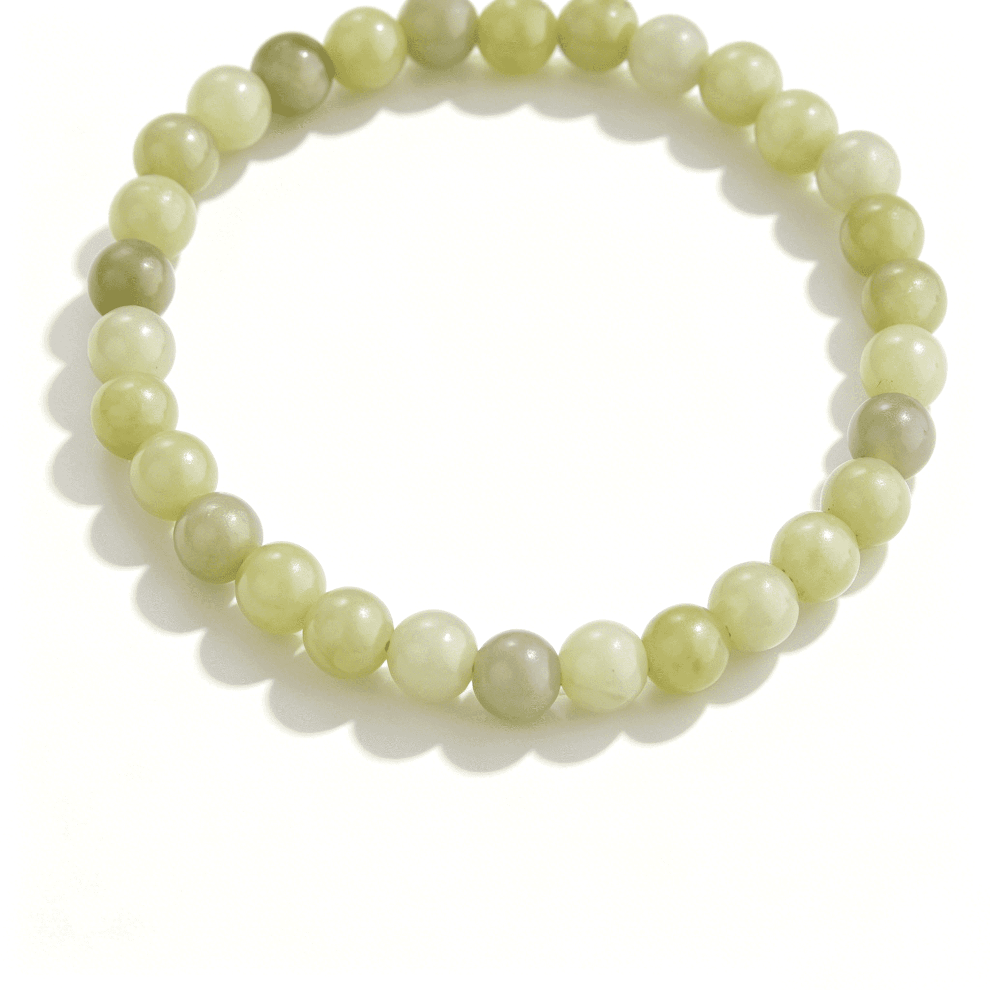 Full view of the 4.5mm green agate bead bracelet from the Ever P. Lime Dew collection.