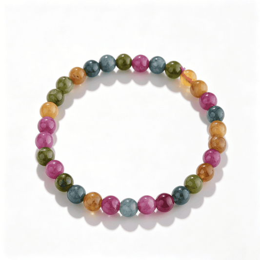 Full circular view of an adjustable agate bracelet, embodying Eastern Zen aesthetics.