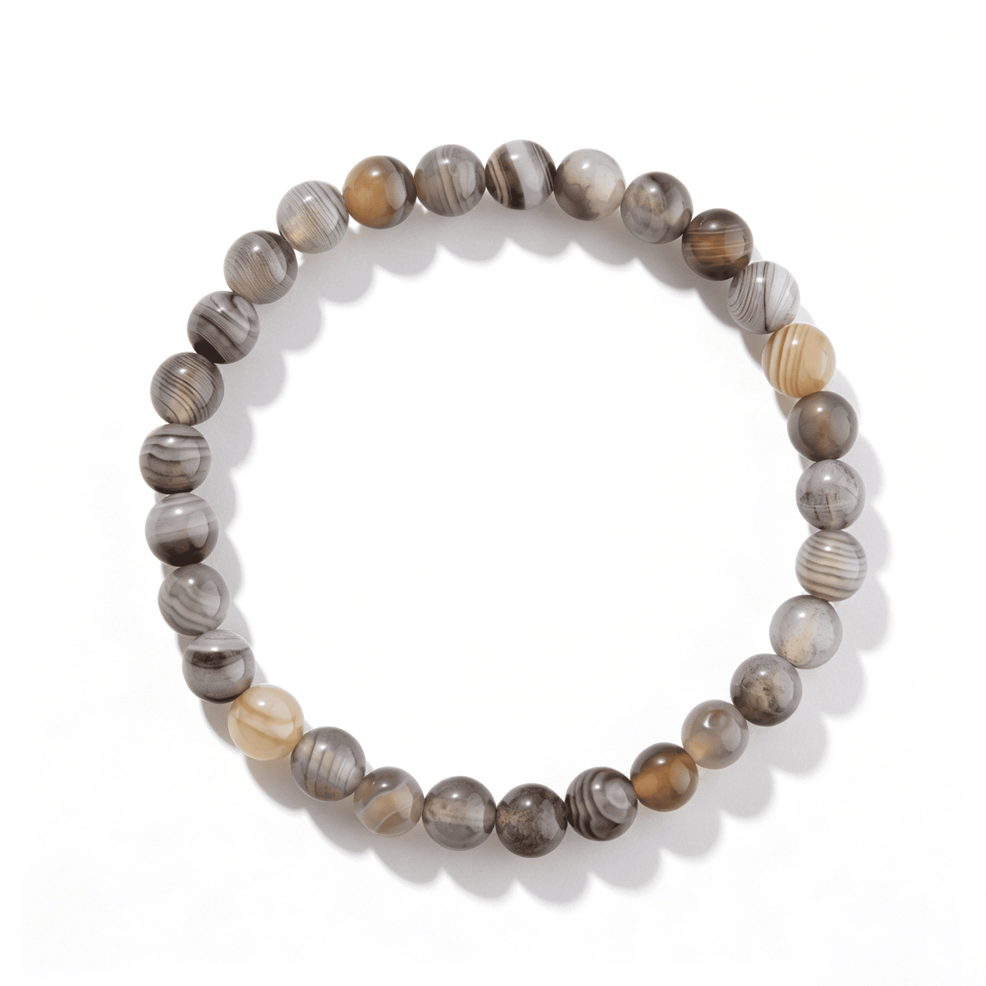 The circular symmetry of the adjustable Persian agate crystal bracelet.