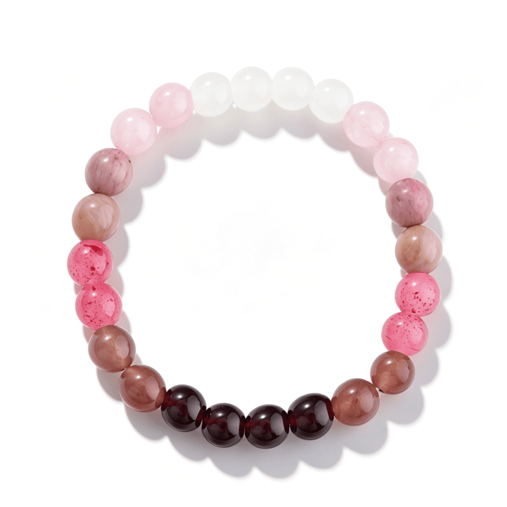 Detail of the adjustable 19.5cm gold-tone extension chain on the Ever P. purple strawberry quartz healing crystal bracelet.