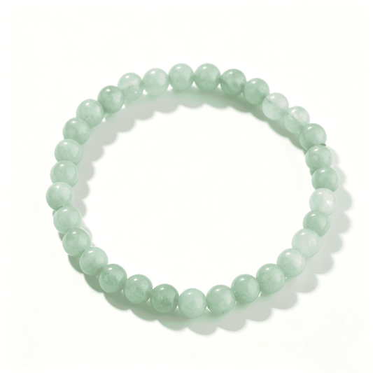 A full view of the Ever P. crystal bracelet inspired by Burmese jade aesthetics.