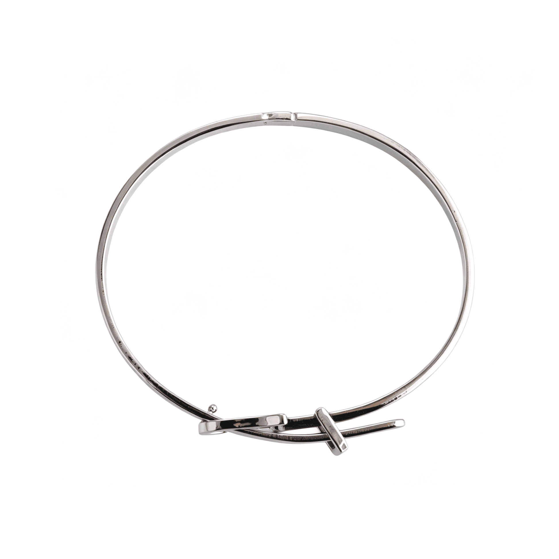 Main product view of the Ever P. gold plated charm bracelet with double interlocking rings.