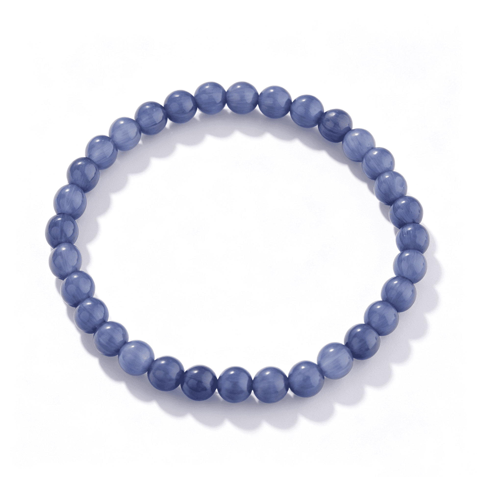 A full view of the Indigo Wave crystal bracelet showcasing deep indigo and violet tones.