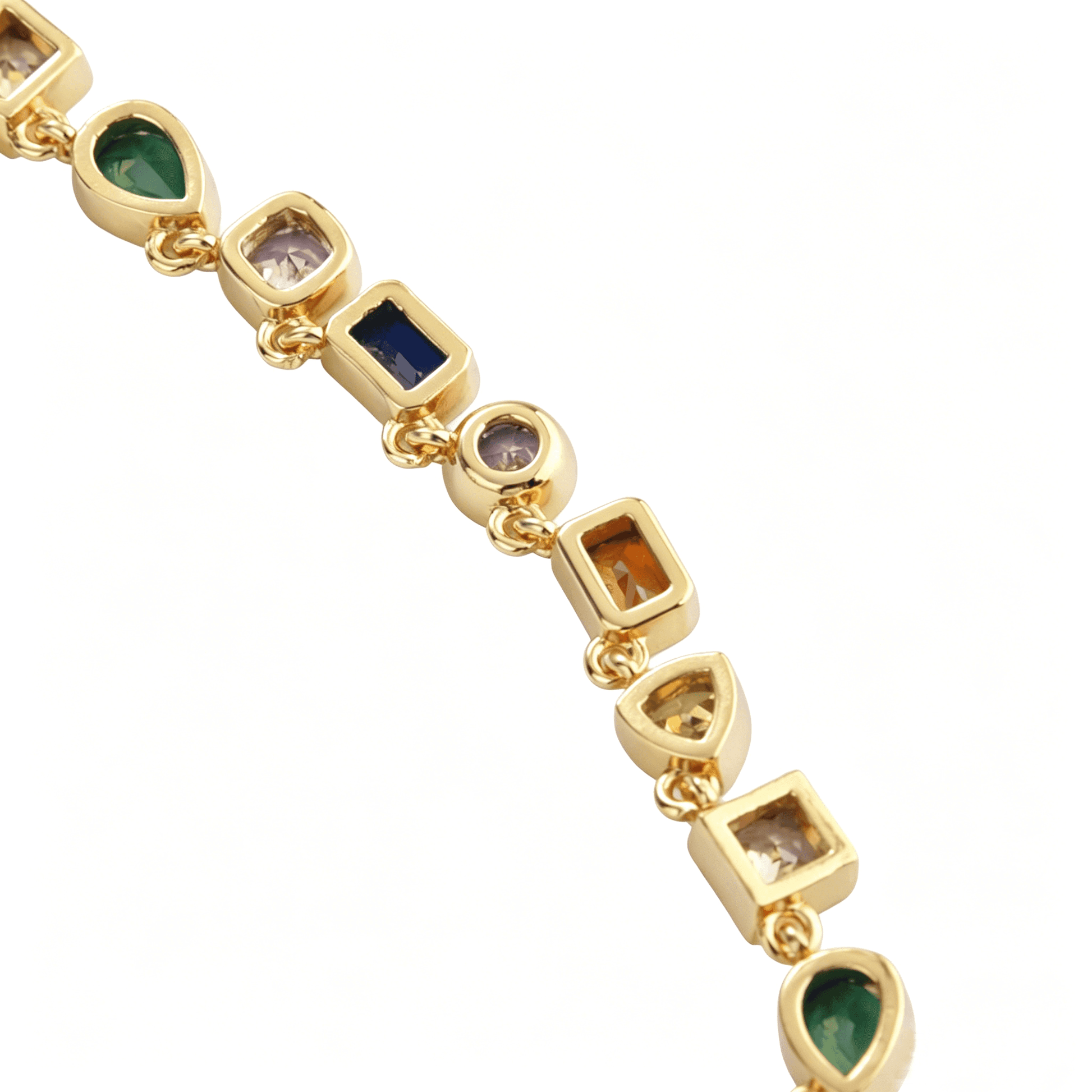 Front view of Ever P. irregular geometric choker necklace showcasing multi-color cubic zirconia settings.