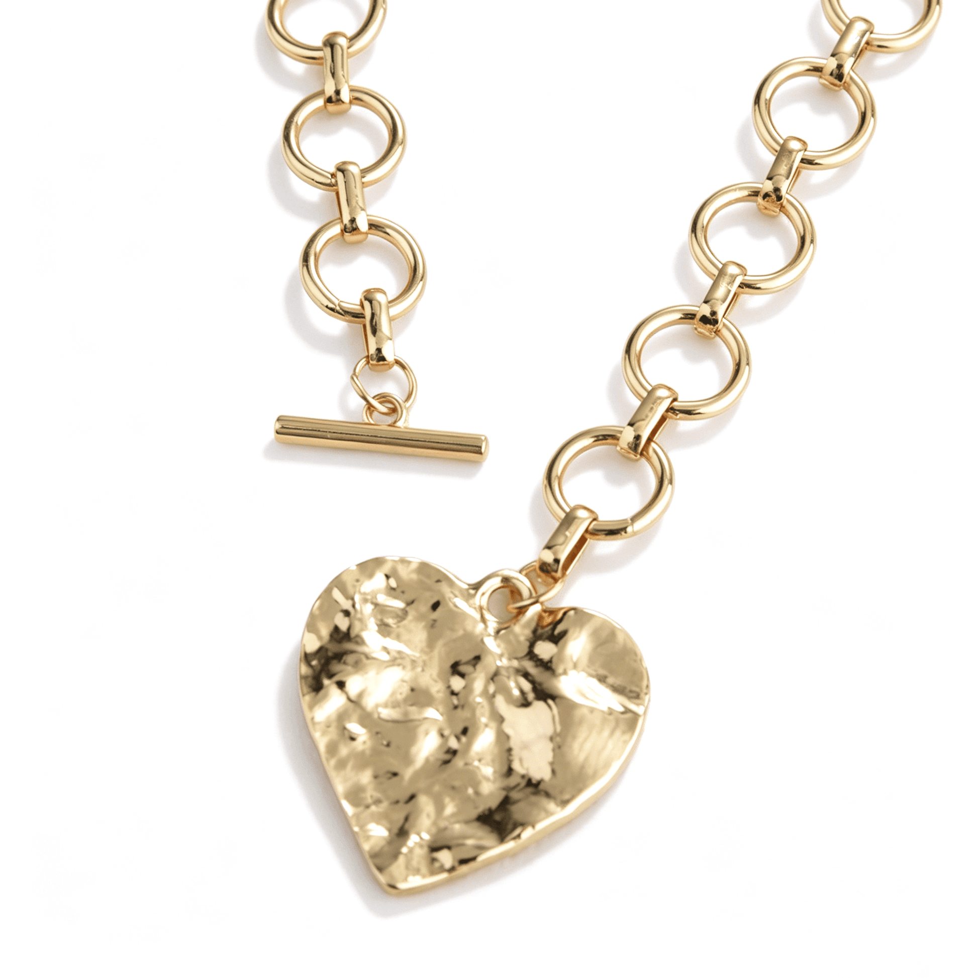 Ever P. modernist heart necklace for women on a mannequin, illustrating the 48cm length fit.