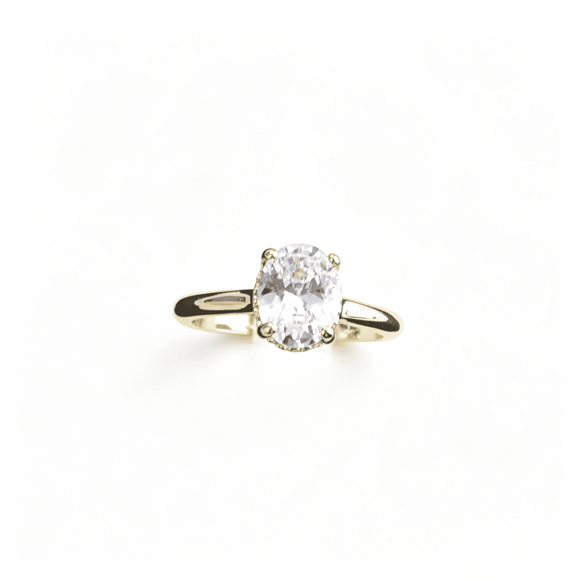 Elegant studio product display of the timeless oval diamond alternative, perfect as a luxury jewelry gift.