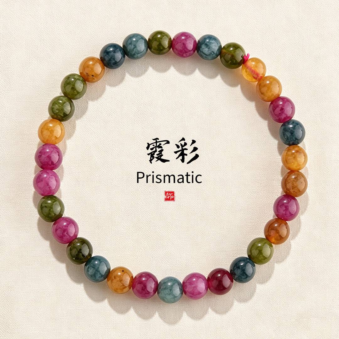 "Xia" (Prismatic) collection cover featuring the handmade crystal and agate bead bracelet.